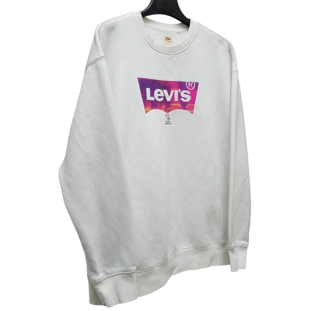 Levi’s Men's T3 Relaxed Graphic Crew Neck Long Sleeve Beige Sweatshirt Large